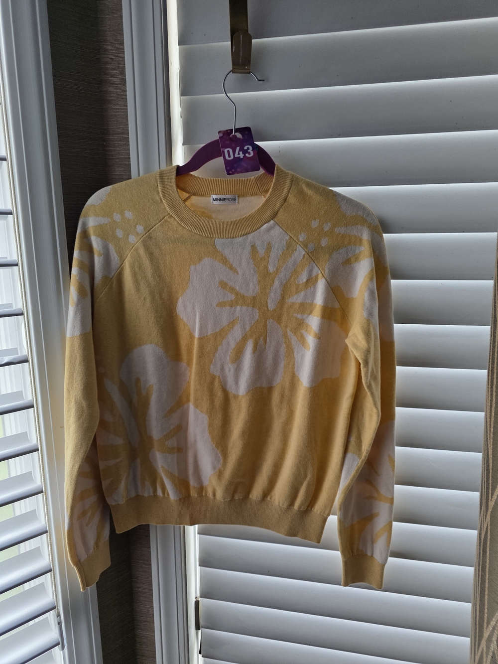 MinnieRose Yellow Floral Crewneck Sweater